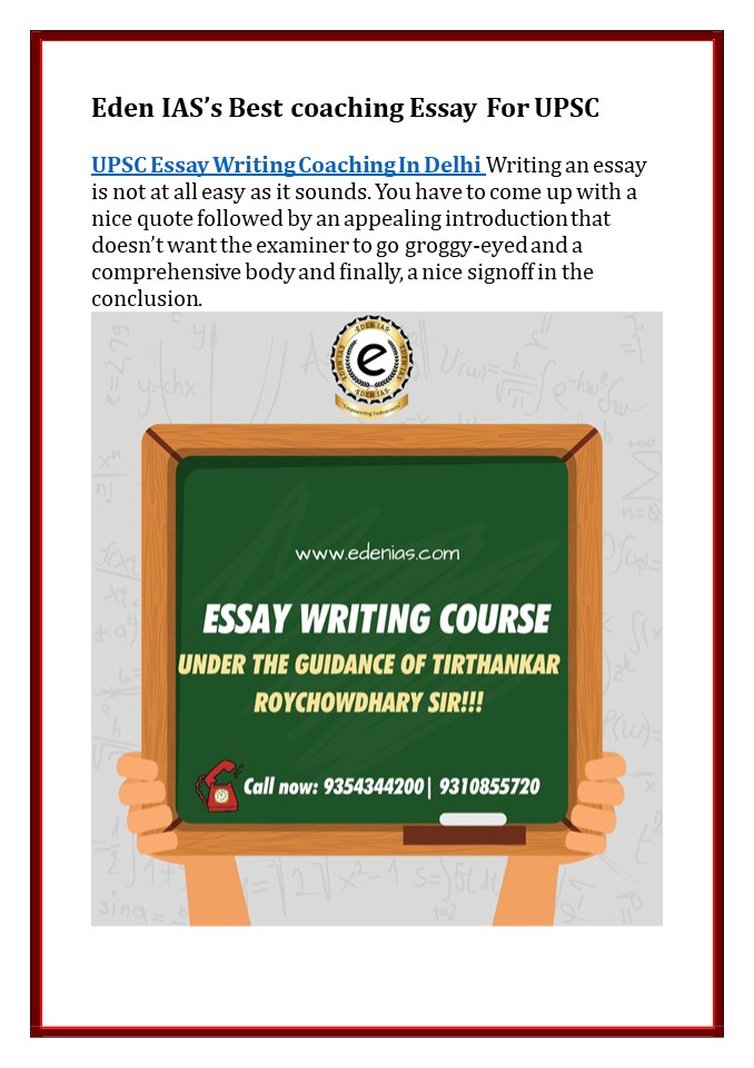 Eden IAS’s Best coaching Essay For UPSC