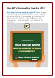 Eden IAS’s Best coaching Essay For UPSC