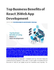 Top Business Benefits of React JS Web App Development