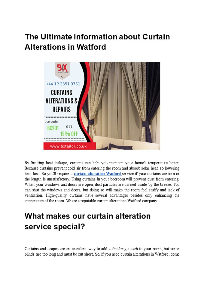 The Ultimate information about Curtain Alterations in Watford