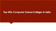 Top MSc Computer Science Colleges In India