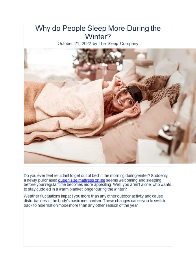 Why do People Sleep More During the Winter?