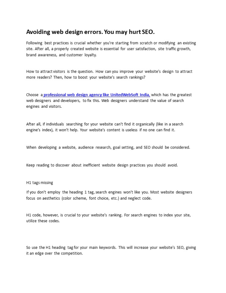 Avoiding web design errors. You may hurt SEO.