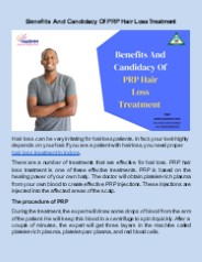 Benefits And Candidacy Of PRP Hair Loss Treatment