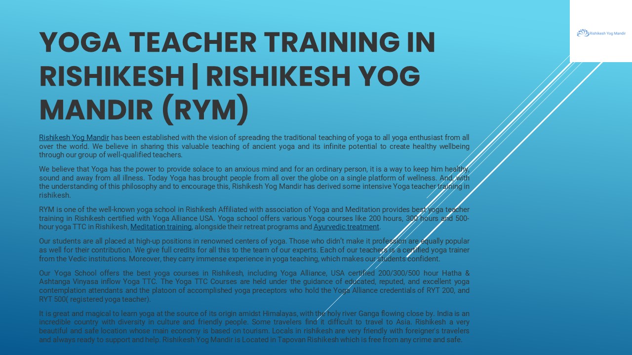 yoga teacher training in rishikesh