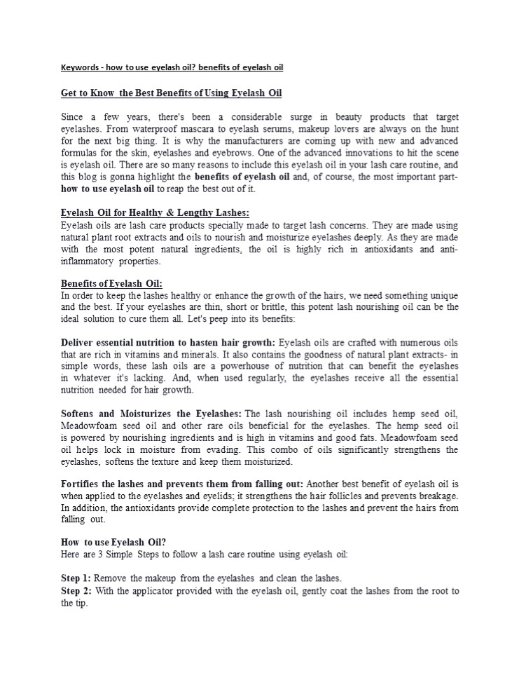 Get to Know the Best Benefits of Using Eyelash Oil