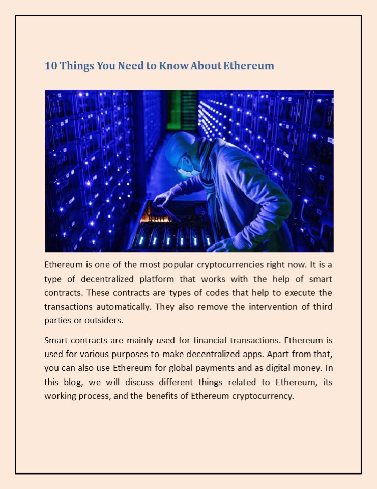 10 Things You Need to Know About Ethereum