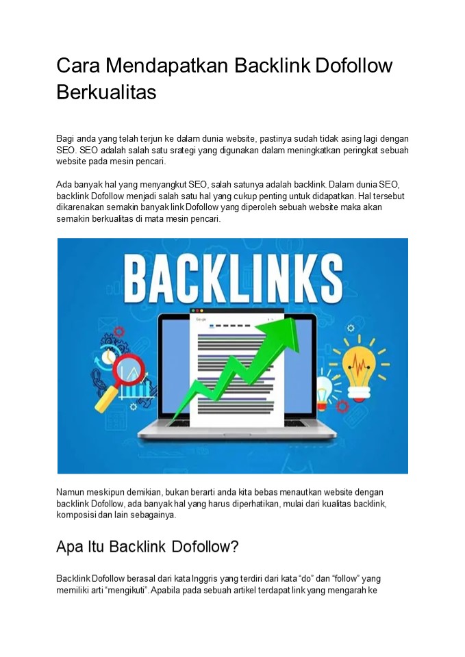 Cara Mendapatkan Backlink Dofollow Berkualitas