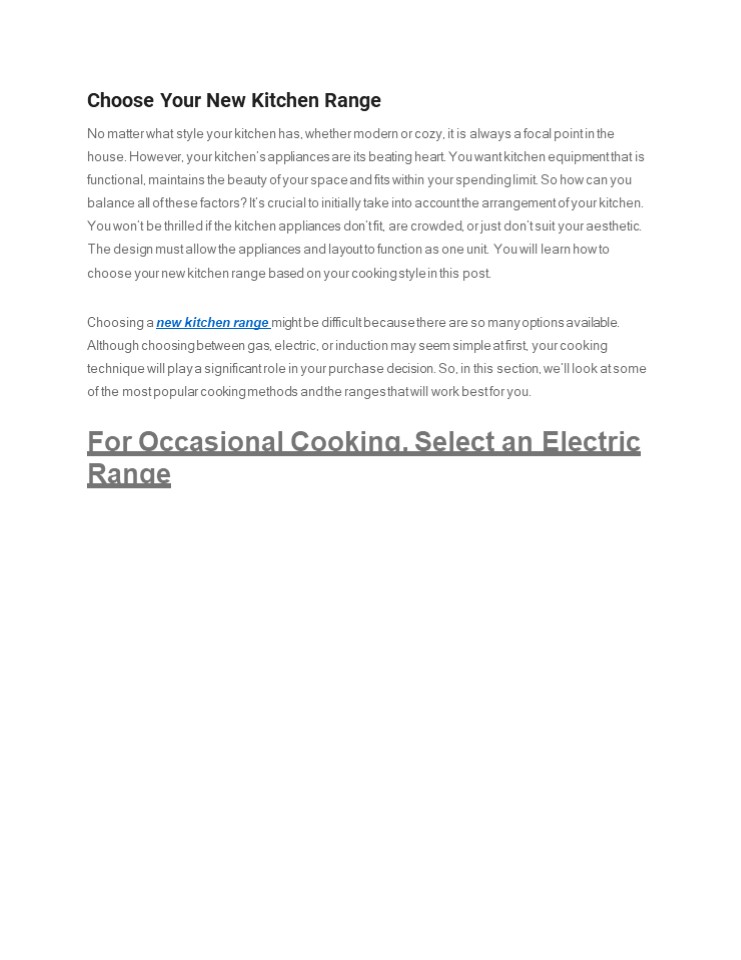 Choose Your New Kitchen Range