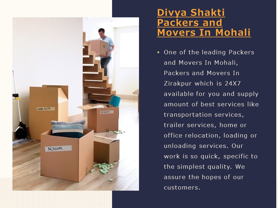 Reliable Packers and Movers in Mohali