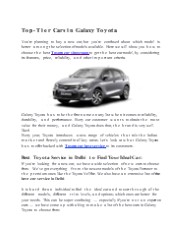 Top-Tier Cars in Galaxy Toyota