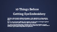 10 Things Before Getting Eye Embroidery