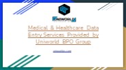 Medical And Healthcare Data Entry Services USA