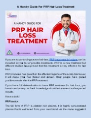 A Handy Guide For PRP Hair Loss Treatment