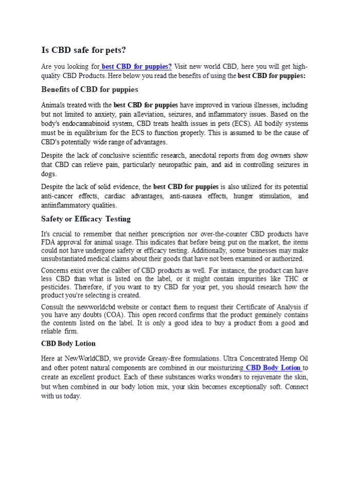 Is CBD safe for pets?