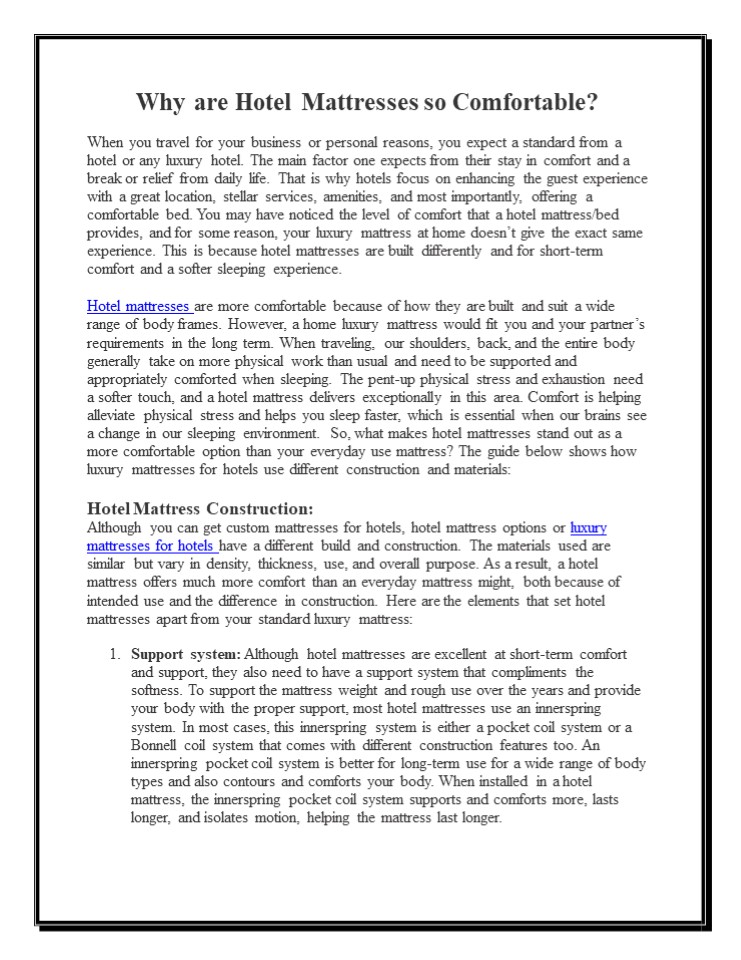 PPT Why are Hotel Mattresses so Comfortable? PowerPoint presentation