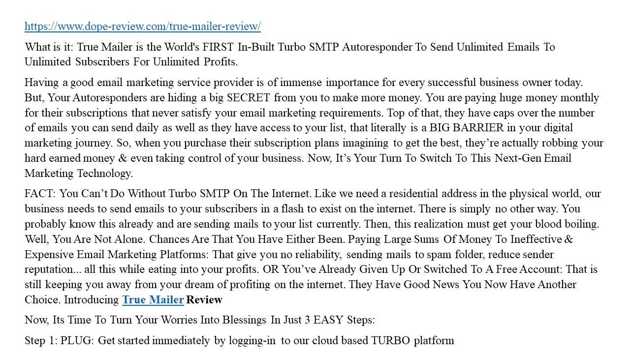 True Mailer Review