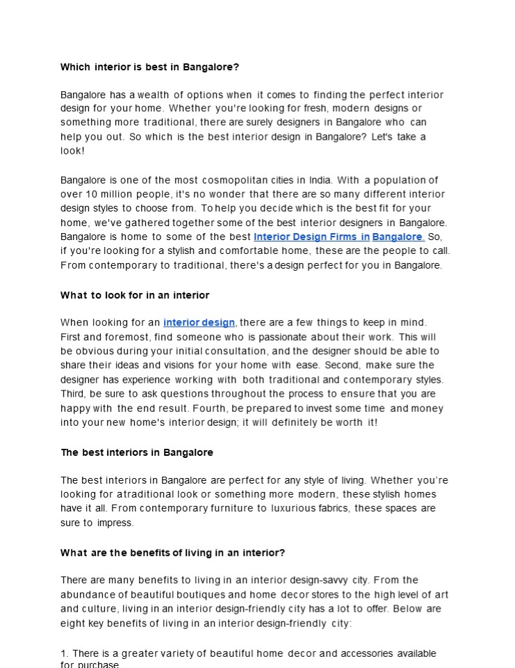 Best Interior Design Firms in Bangalore