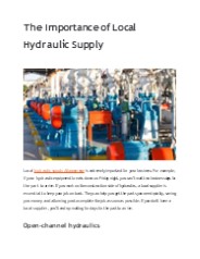 The Importance of Local Hydraulic Supply (1)