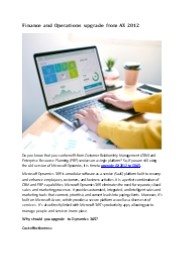 Finance and Operations upgrade from AX 2012