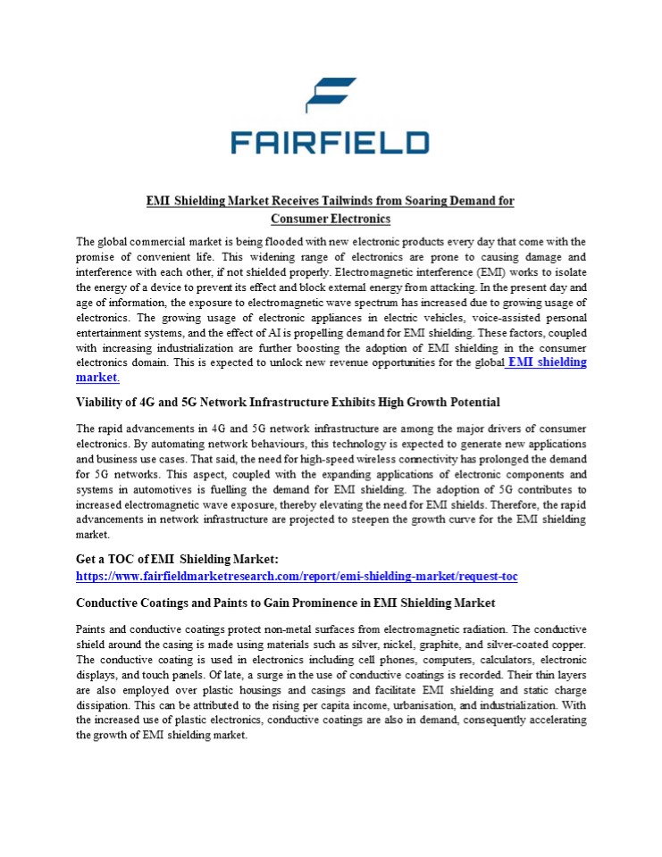 EMI Shielding Market Size, Share, Business Outlook, Current and Future Growth by 2029