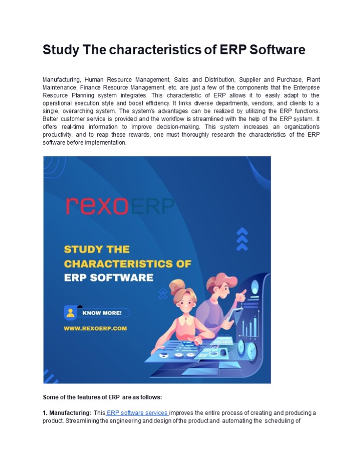 Study The characteristics of ERP Software