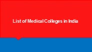 List of Medical Colleges in India