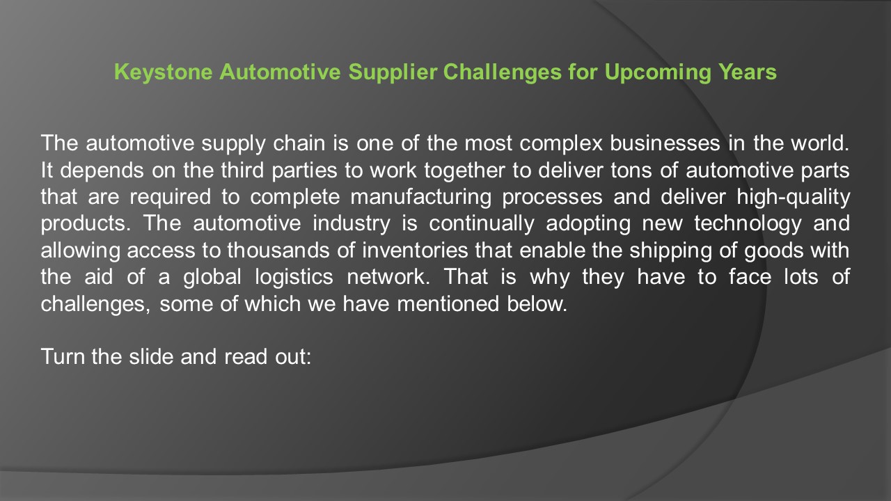 PPT Keystone Automotive Supplier Challenges for Years