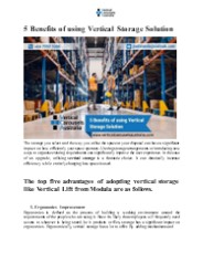 5 Benefits of using Vertical Storage Solution