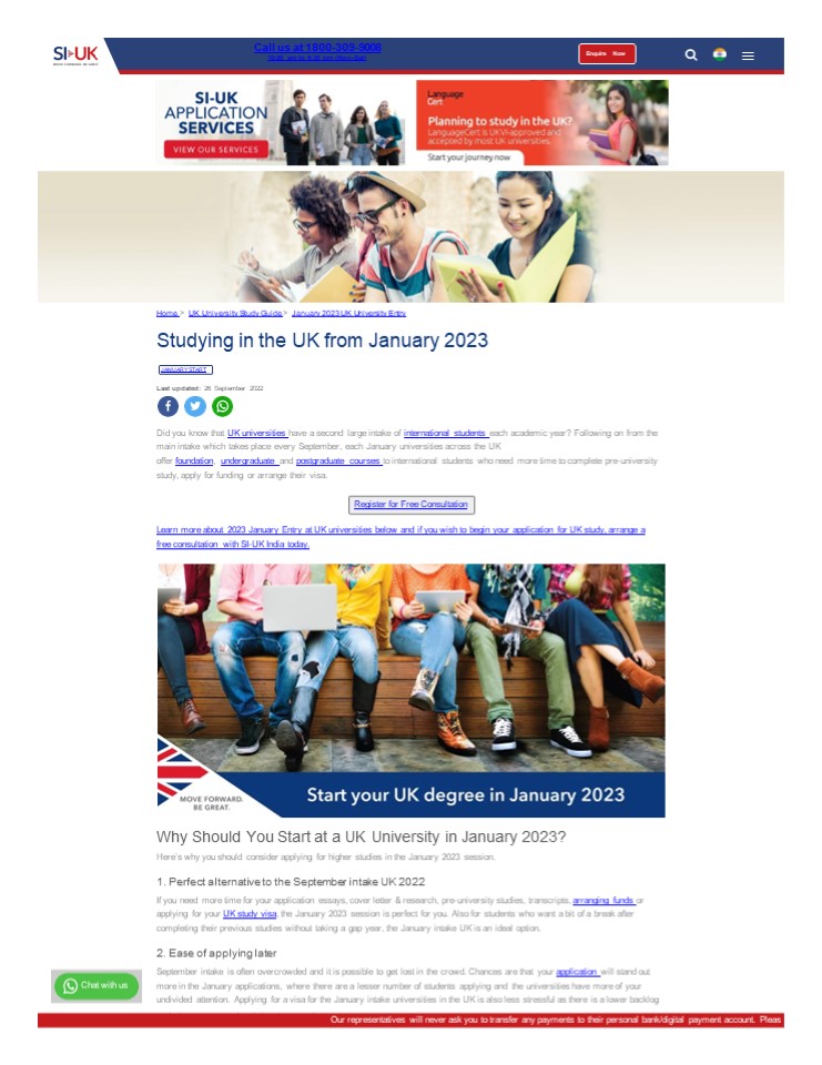 Studying in the UK from January 2023