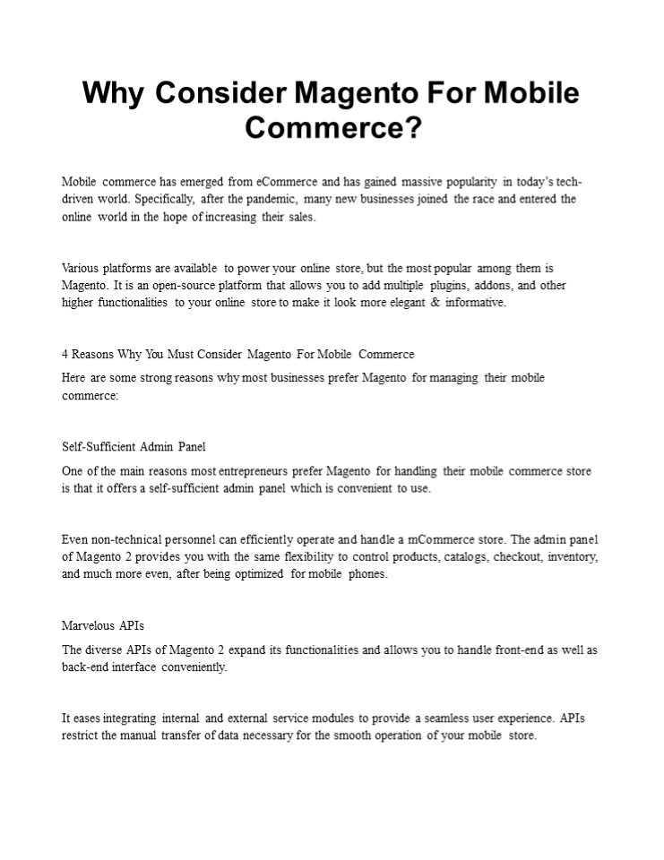 Why Consider Magento For Mobile Commerce?