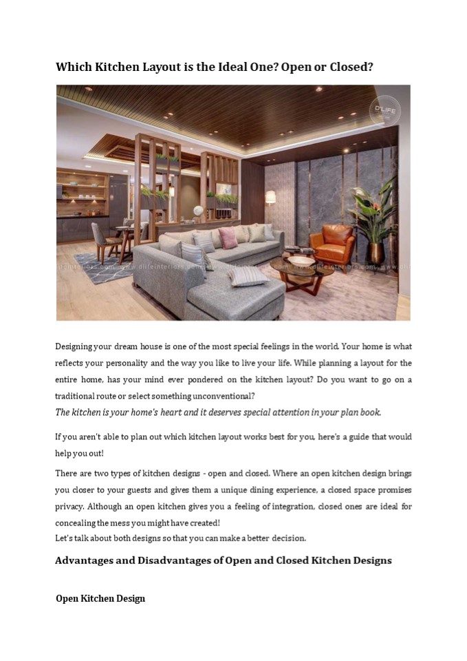 Which Kitchen Layout is the Ideal One? Open or Closed?