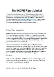 The HDPE Pipes Market