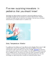 FIVE NEW INNOVATIONS IN THE FEILD OF PEDIATRICS