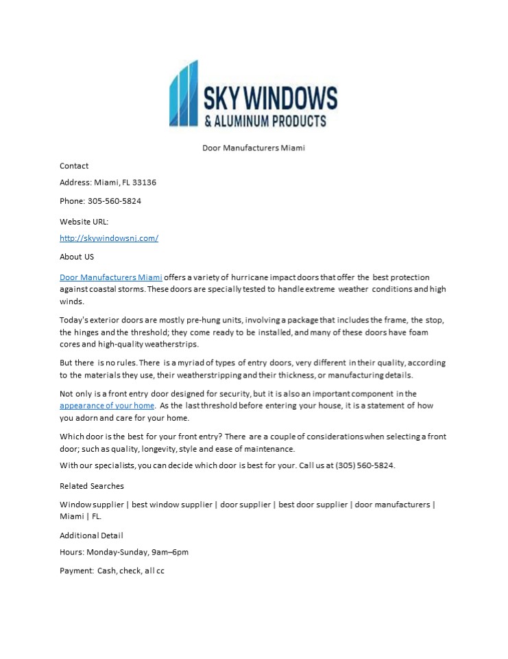 Door Manufacturers Miami