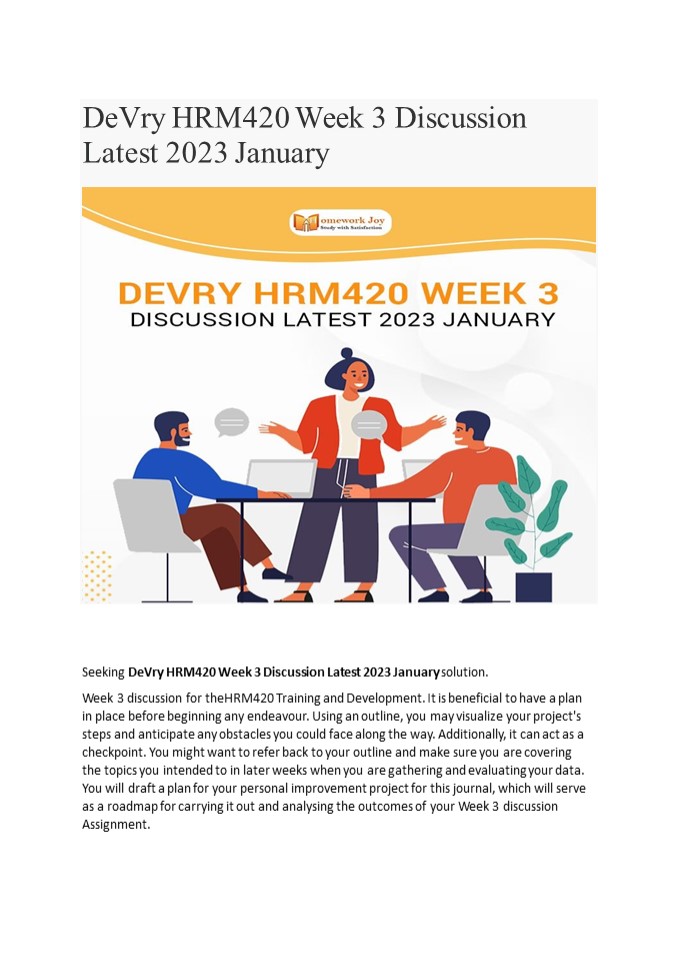 DeVry HRM420 Week 3 Discussion Latest 2023 January