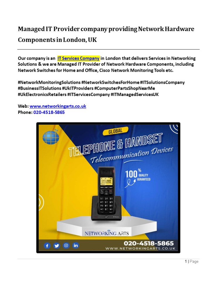 PPT Managed IT Provider company providing Network Hardware Components