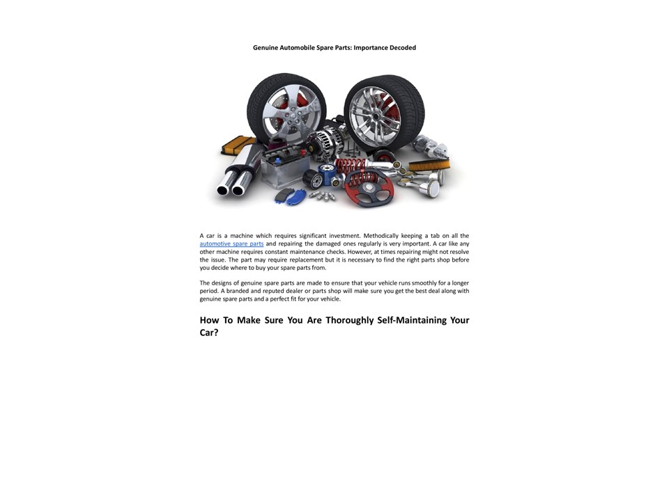PPT – Genuine Automobile Spare Parts - Importance Decoded PowerPoint ...