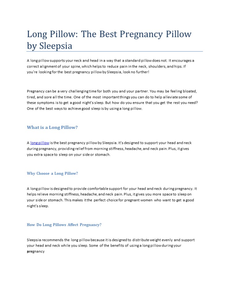 PPT Long Pillow The Best Pregnancy Pillow by Sleepsia PowerPoint