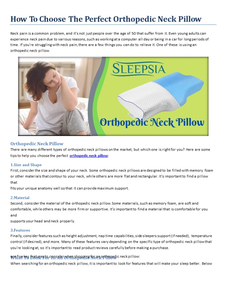 How To Choose The Perfect Orthopedic Neck Pillow