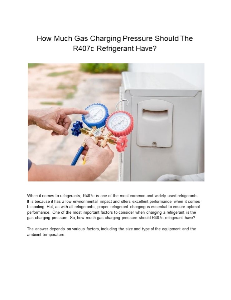 PPT Gas Charging Pressure Of R407C Refrigerant PowerPoint