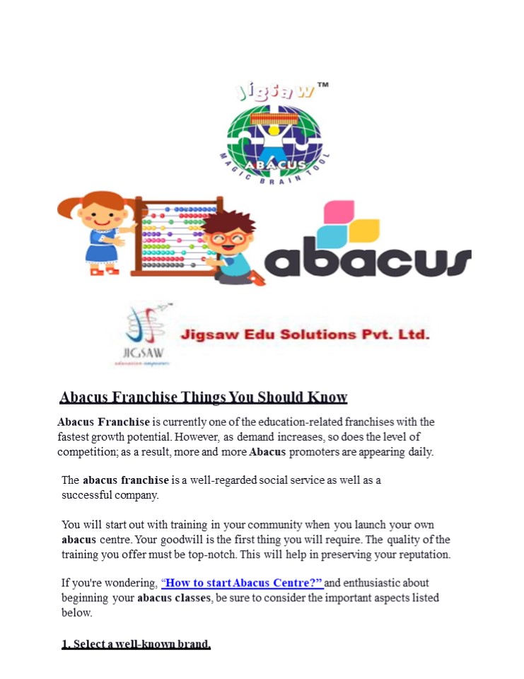 Abacus Franchise Things You Should Know | abacus franchise | education | Best Abacus Franchisee in India-franchise abacus-franchise cost