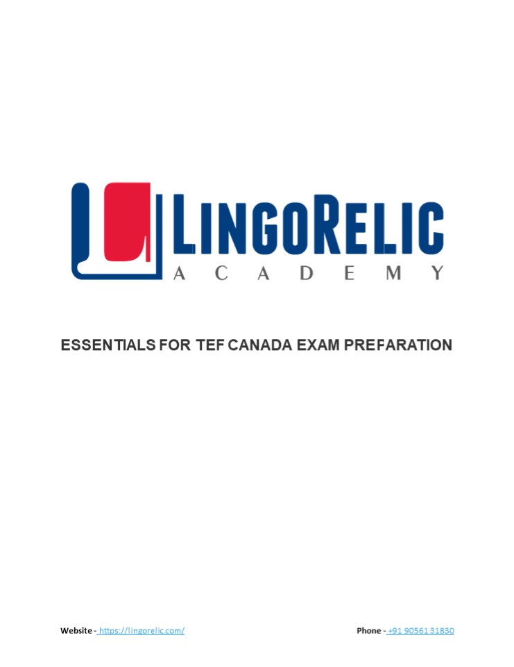 ESSENTIALS FOR TEF CANADA EXAM PREPARATION