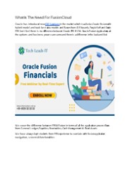 What Is The Need For Fusion Cloud