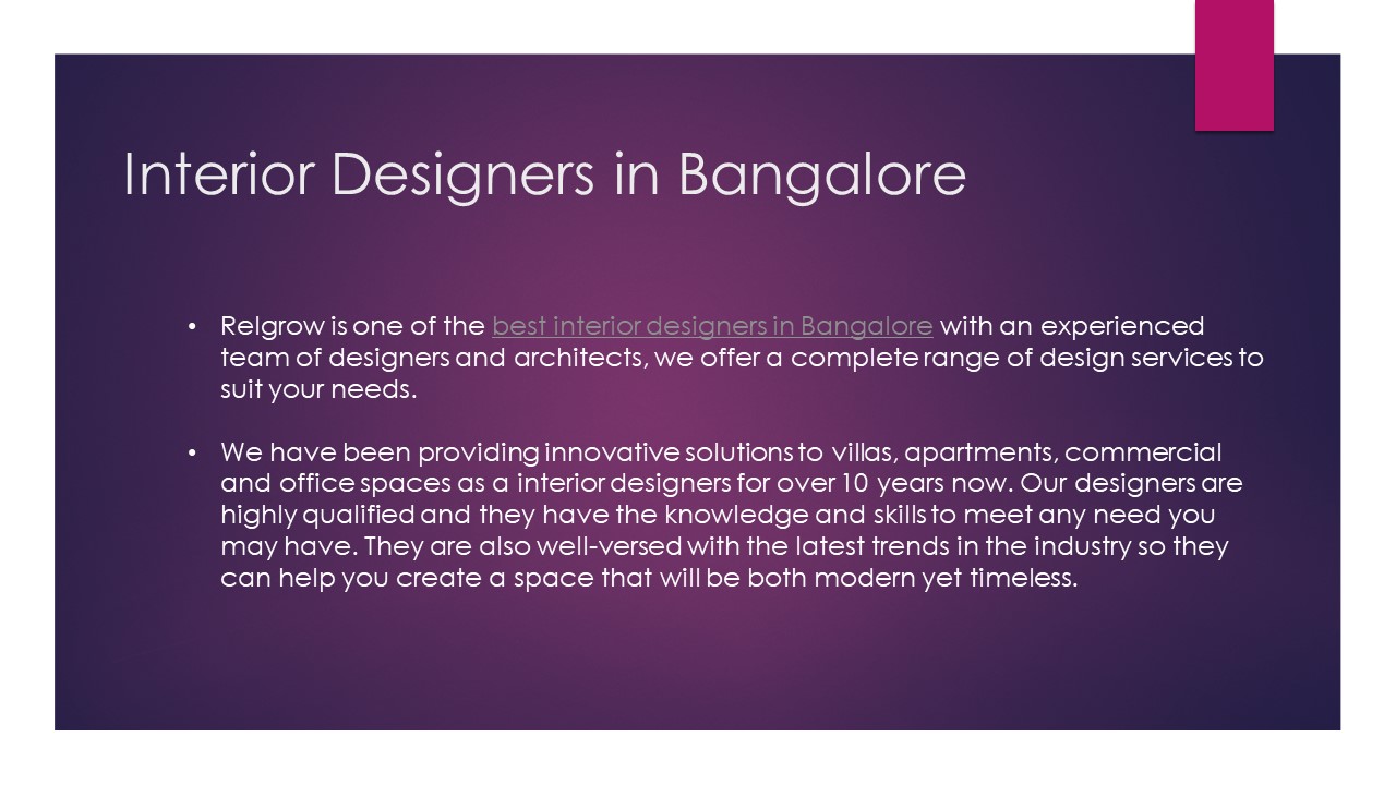 Best interior Designers in Bangalore