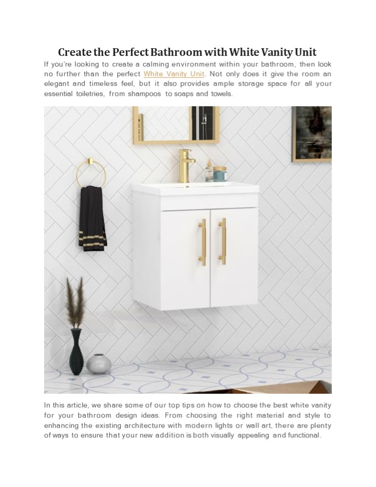 Create the Perfect Bathroom with White Vanity Unit
