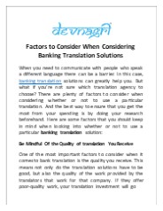 Factors to Consider When Considering Banking Translation Solutions