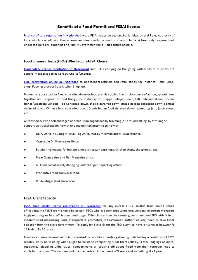 Benefits of a Food Permit and FSSAI license