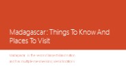Madagascar: Things To Know And Places To Visit