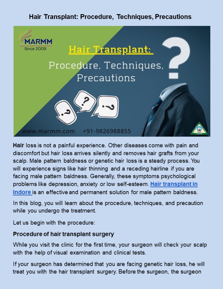 Hair Transplant: Procedure, Techniques, Precautions
